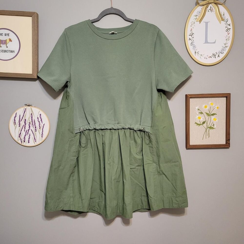 Anthropologie Pilcro Twofer Mixed Media Drawstring Mini Dress